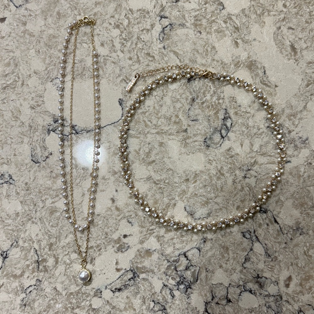 Bundle Pearl & Gold Necklaces